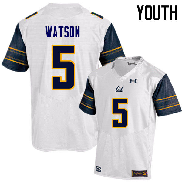 Youth #5 Tre Watson Cal Bears (California Golden Bears College) Football Jerseys Sale-White - Click Image to Close